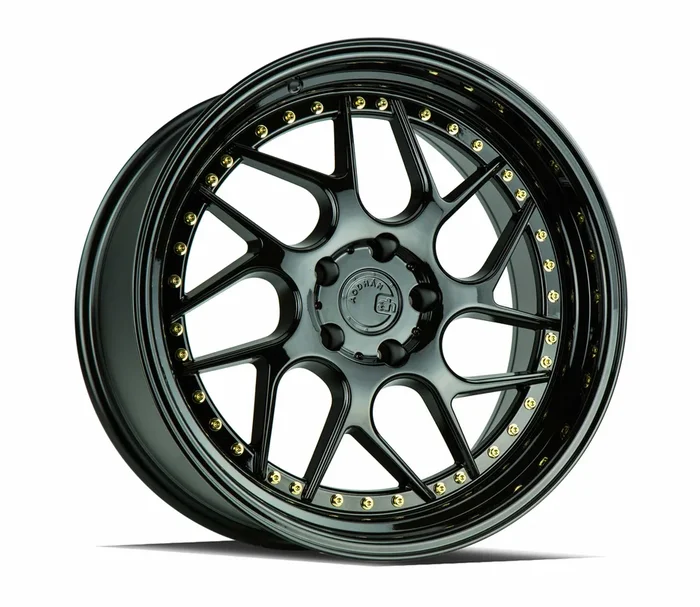 Aodhan DS01 19″ 5×114.3 Gloss Black W /Gold Rivets