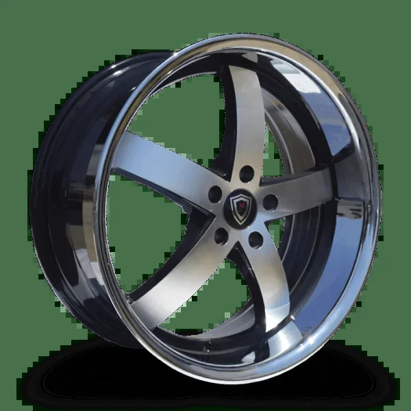 Marquee Wheels M5330B 22″ 5×114.3 Black Machined/ Stainless Lip